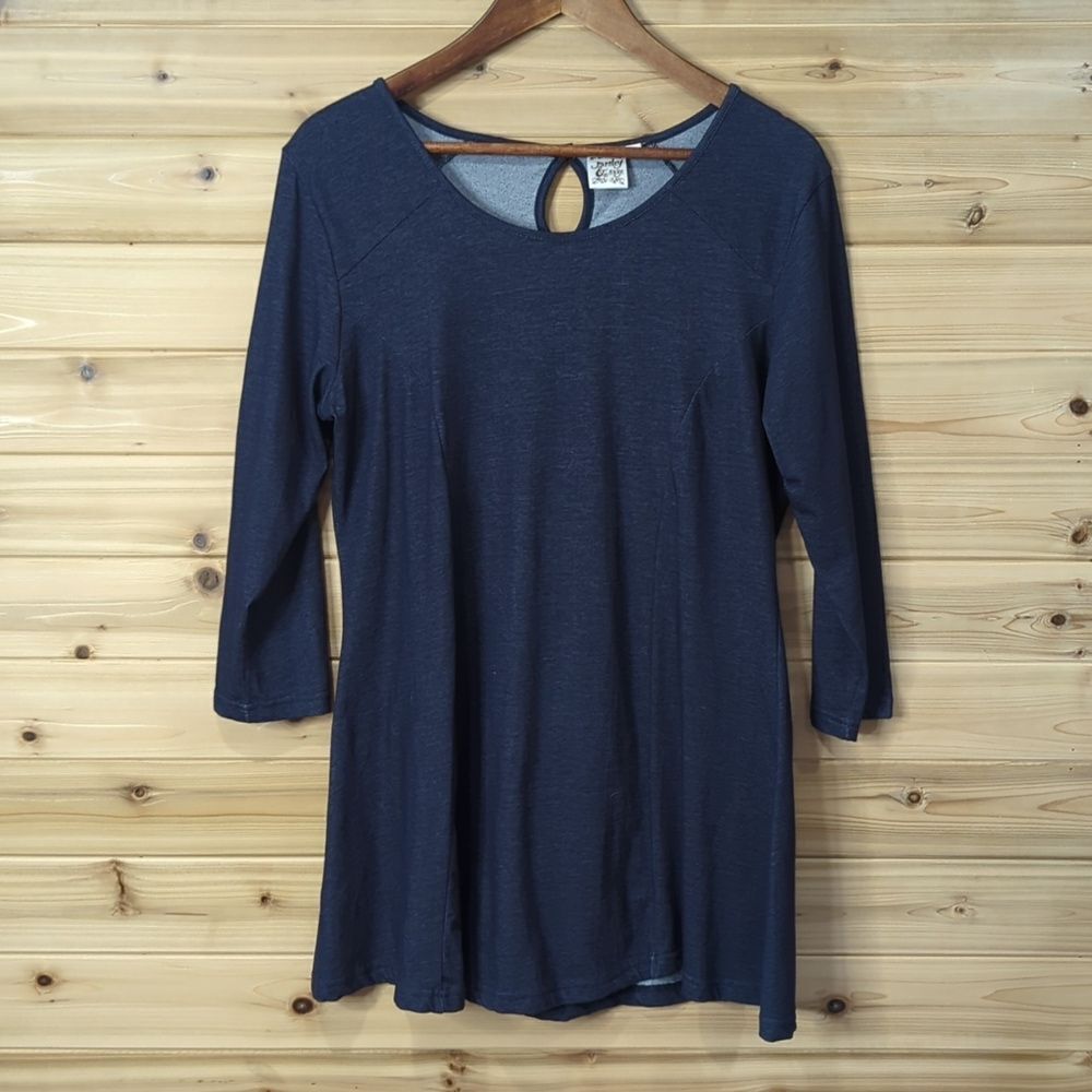 Parsley & Sage Top Womens Medium Blue Denim Like‎ Tunic Art Boho